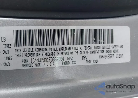 2015 Jeep Patriot Altitude Edition z USA, uszkodzony, nr VIN 1C4NJPBA1FD367864